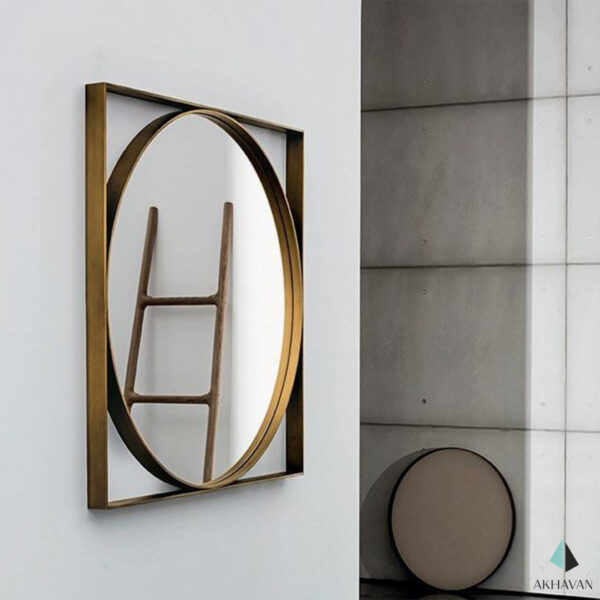 آینه گرد با قاب مربع دکوری مدل D71