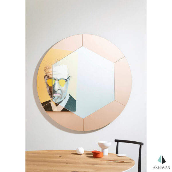 آینه گرد طرح 6 ضلعی دکوری مدل D95