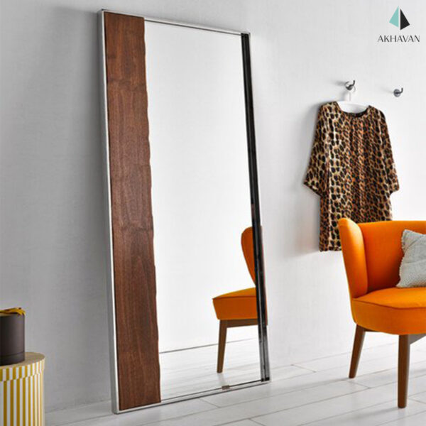 آینه قدی با قاب فلزی طوسی دکوری کد R47