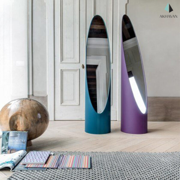 آینه ایستاده بیضی با پایه رنگی دکوری مدل R48