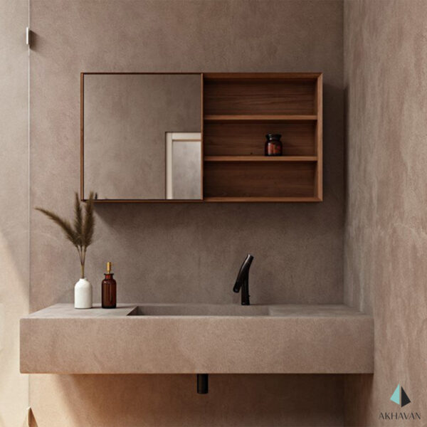 آینه کنسول چوبی دستشویی دکوری مدل W22