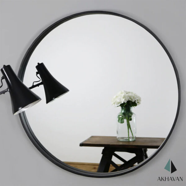 آینه گرد با قاب فلزی دیواری مدل METRO