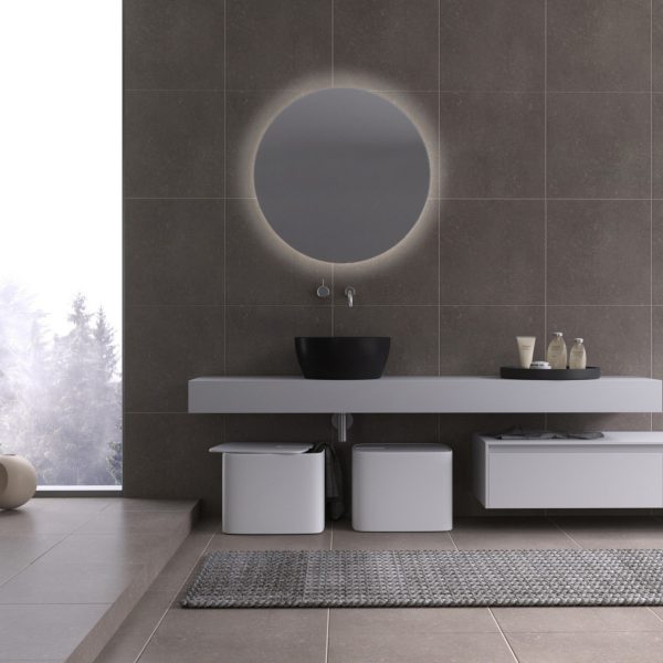 آینه دیواری گرد همراه با نورپردازی مدل ECLIPSE