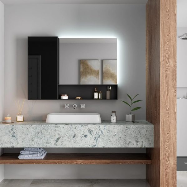 آینه دیواری مستطیلی همراه با نورپردازی مدل FIFTY HIDDEN BATH