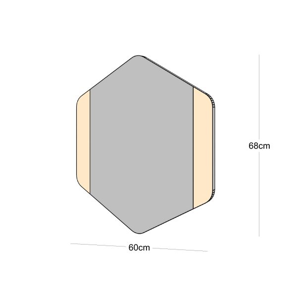 آینه دیواری شش ضلعی همراه با نورپردازی مدل ESAGONO LED FRONTALE