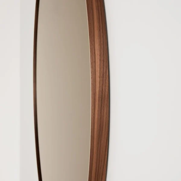 آینه دیواری گرد با قاب چوبی مدل NOON